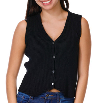 Thumbnail 1: Madden Girl Madden Girl Juniors Sleeveless Buttoned Ribbed Vest 