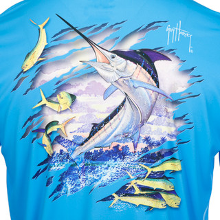 Thumbnail 3: Guy Harvey Guy Harvey Mens Long Sleeve Marlin Ripped Graphic Shirt 