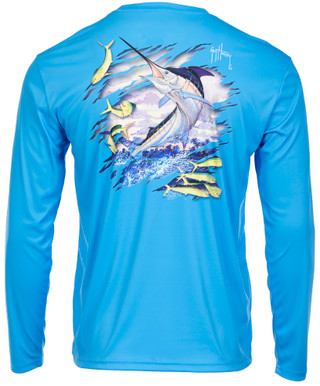 Thumbnail 1: Guy Harvey Guy Harvey Mens Long Sleeve Marlin Ripped Graphic Shirt 