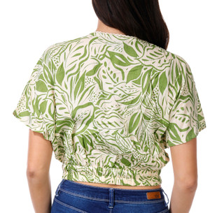 Thumbnail 2: Angie Angie Juniors Short Sleeve Floral Crop Top 
