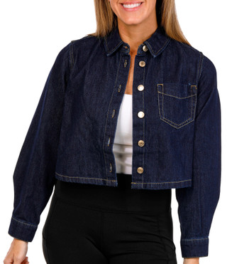 Thumbnail 1: Industry X Industry X Petite Long Sleeve Cropped Denim Jacket Top 