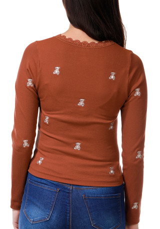 Thumbnail 3: Jolie & Joy Jolie & Joy Juniors Long Sleeve Embroidered Bear Top 