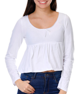 Thumbnail 1: Jolie & Joy Jolie & Joy Juniors Long Sleeve Lace Trim Top 
