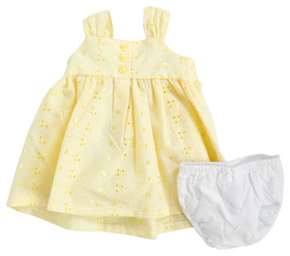 Thumbnail 4: Bonnie Jean Bonnie Jean Baby Girls Yellow Gingham Eyelet Dress 