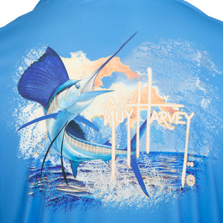 Thumbnail 2: Guy Harvey Guy Harvey Mens Long Sleeve Marlin Sunset Hooded Shirt 