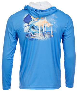 Thumbnail 1: Guy Harvey Guy Harvey Mens Long Sleeve Marlin Sunset Hooded Shirt 