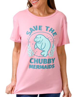Thumbnail 1: Chubby Mermaids Chubby Mermaids Womens Save the Manatees Graphic T-Shirt 