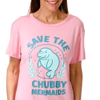 Thumbnail 2: Chubby Mermaids Chubby Mermaids Womens Save the Manatees Graphic T-Shirt 