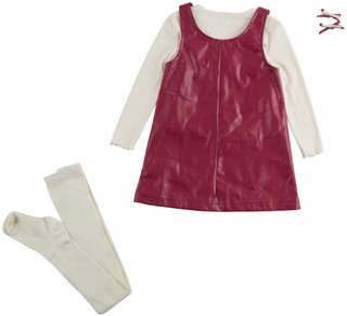 Thumbnail 2: Btween Btween Toddler Girls 4 Pc Pleather Bow A-Line Dress Set 