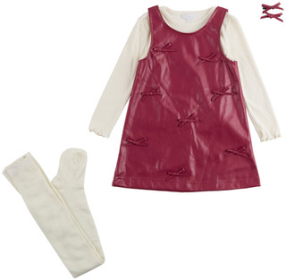 Thumbnail 1: Btween Btween Toddler Girls 4 Pc Pleather Bow A-Line Dress Set 