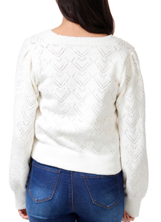 Thumbnail 2: Madden Girl Madden Girl Juniors Long Sleeve Pointelle Cardigan 