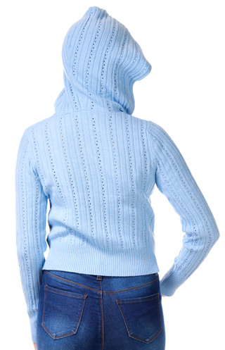 Thumbnail 2: Madden Girl Madden Girl Juniors Long Sleeve Pointelle Zip Hoodie 