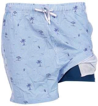 Thumbnail 4: In Gear In Gear Mens Striped Beach Print Lined Swim Shorts 
