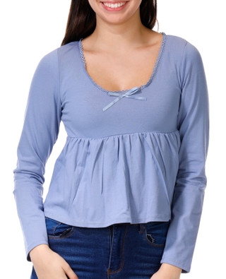 Thumbnail 1: Jolie & Joy Jolie & Joy Juniors Long Sleeve Lace Trim Top 