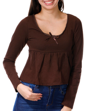 Thumbnail 1: Jolie & Joy Jolie & Joy Juniors Long Sleeve Lace Trim Top 