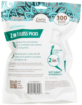Thumbnail 2: GURUNANDA Gurunanda 300 Pk Ultimate 2-in-1 Floss Picks 