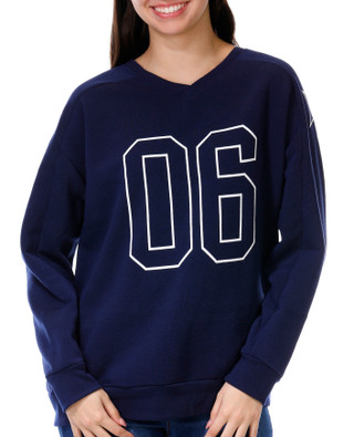 Thumbnail 1: Derek Heart Derek Heart Juniors V-Neck Number 6 Fleece Sweater 