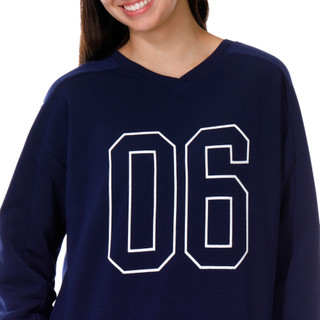 Thumbnail 4: Derek Heart Derek Heart Juniors V-Neck Number 6 Fleece Sweater 
