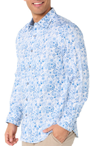 Thumbnail 2: ROBERT GRAHAM Robert Graham Mens Long Sleeve Floral Button Down Shirt 