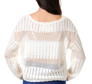 Thumbnail 2: No Comment No Comment Juniors Long Sleeve Open Knit Pullover Top 