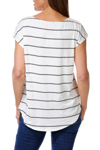 Thumbnail 2: GREEN ENVELOPE Women's Short Sleeve Stripe Top 