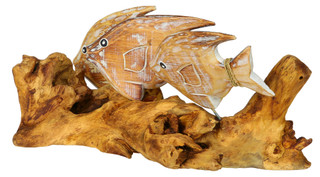 Thumbnail 2: Decorative Wood Fish Sculpture 