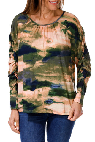 Thumbnail 1: Zac & Rachel Women's Tie Dye Ruched Sleeve Top 