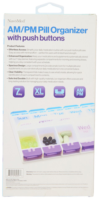 Thumbnail 2: Nuvo Med Nuvo Med AM/PM Pill Organizer with Push Buttons 