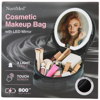 Thumbnail 1: Nuvo Med Nuvo Med Round Cosmetic Makeup Bag with LED Lighted Mirror 