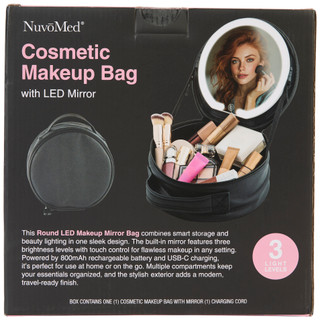 Thumbnail 2: Nuvo Med Nuvo Med Round Cosmetic Makeup Bag with LED Lighted Mirror 