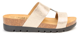 Thumbnail 4: PLAKTON Plakton Womens Clarissa Gold Crinkle Sandal 
