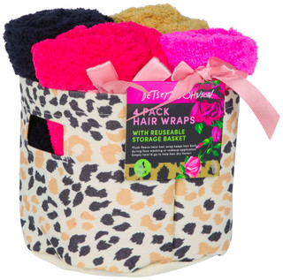 Thumbnail 1: Betsey Johnson Betsey Johnson 4 Pk Hair Turban Wraps with Storage Basket 