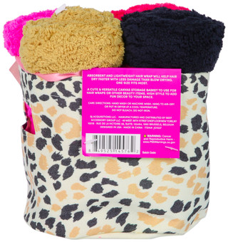 Thumbnail 2: Betsey Johnson Betsey Johnson 4 Pk Hair Turban Wraps with Storage Basket 