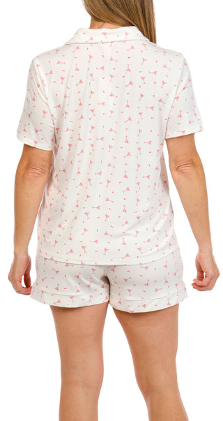 Thumbnail 2: Como Como Womens 2 Pc Short Sleeve Heart Martini Pajama Set 