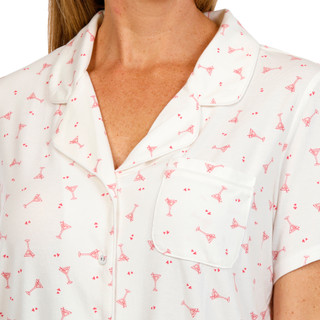 Thumbnail 3: Como Como Womens 2 Pc Short Sleeve Heart Martini Pajama Set 