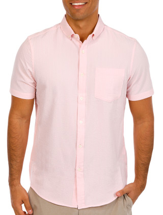 Thumbnail 1: Perry Ellis Perry Ellis Mens Short Sleeve Textured Button Down Shirt 