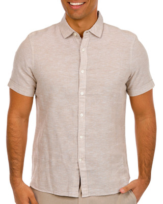 Thumbnail 1: Perry Ellis Perry Ellis Mens Short Sleeve Button Down Linen Shirt 