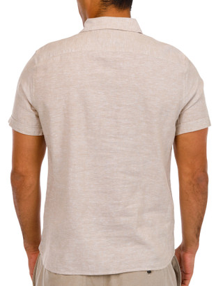Thumbnail 3: Perry Ellis Perry Ellis Mens Short Sleeve Button Down Linen Shirt 