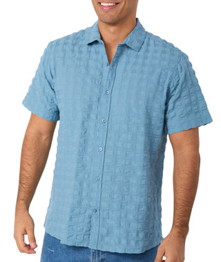 Thumbnail 1: Ike Behar Ike Behar Mens Short Sleeve Textured Button Down Shirt 