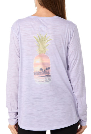 Thumbnail 3: Guy Harvey Guy Harvey Womens Long Sleeve Sunset Pineapple Top 