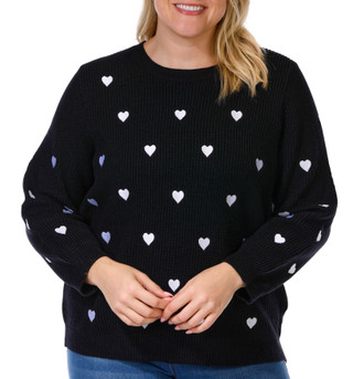 Thumbnail 1: Chelsea & Theodore Chelsea & Theodore Plus Polka Dot Hearts Sweater 
