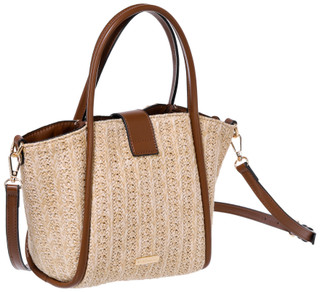 Thumbnail 2: BCBG BCBG Buckle Tab Straw Satchel with Removable Pouch 