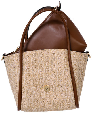 Thumbnail 3: BCBG BCBG Buckle Tab Straw Satchel with Removable Pouch 