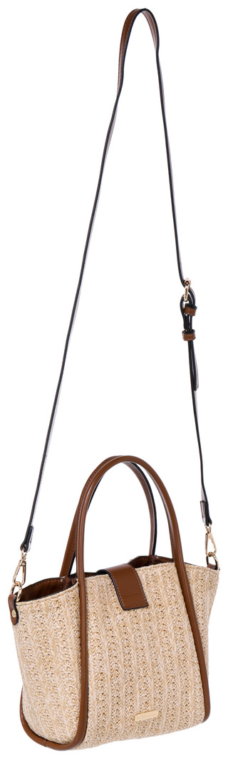 Thumbnail 5: BCBG BCBG Buckle Tab Straw Satchel with Removable Pouch 