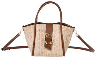 Thumbnail 6: BCBG BCBG Buckle Tab Straw Satchel with Removable Pouch 