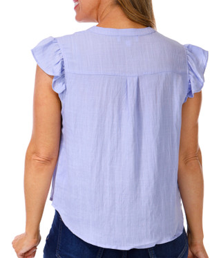 Thumbnail 2: GEMMA & JANE Gemma + Jane Womens Short Sleeve Ruffle Button Down Top 
