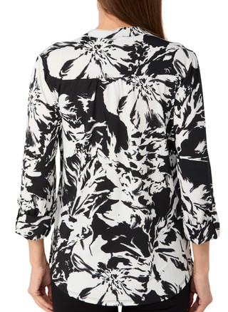 Thumbnail 2: Cocomo Cocomo Womens 3/4 Sleeve Pleated Floral Top 