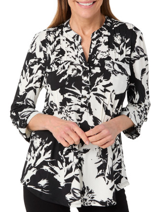 Thumbnail 3: Cocomo Cocomo Womens 3/4 Sleeve Pleated Floral Top 