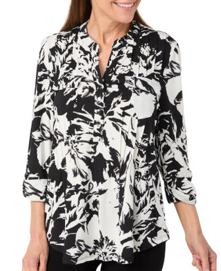 Thumbnail 1: Cocomo Cocomo Womens 3/4 Sleeve Pleated Floral Top 