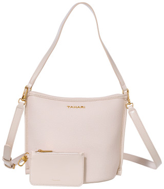Thumbnail 1: Tahari Tahari Carmine Pebble Zip Top Bucket with Pouch Satchel Bag 